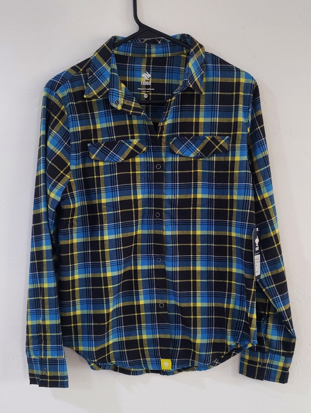 Rabbit Yellow, Blue & Black Plaid Button-Up Shirt